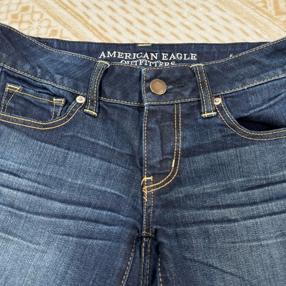 2/$25 American Eagle Dark Blue Stretch Cut Off Distressed Denim Jean Shorts 4 - Picture 6 of 16